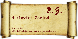 Miklovicz Zerind névjegykártya